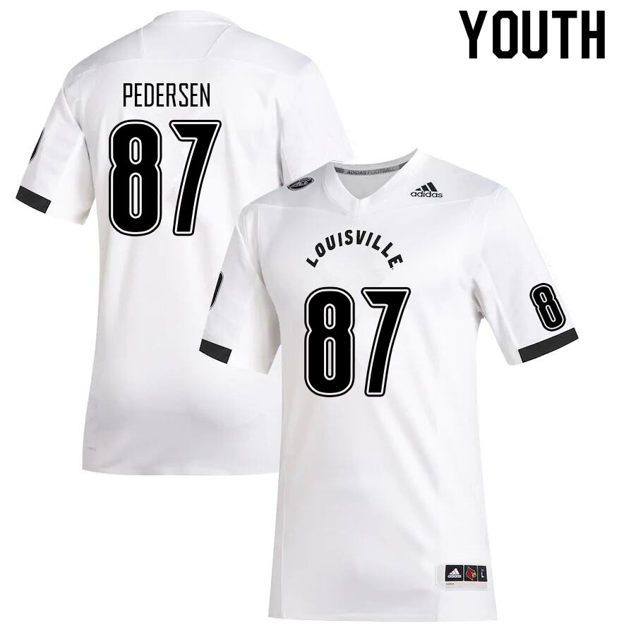Youth #87 Christian Pedersen Louisville Cardinals College Football Jerseys Sale-White - Click Image to Close